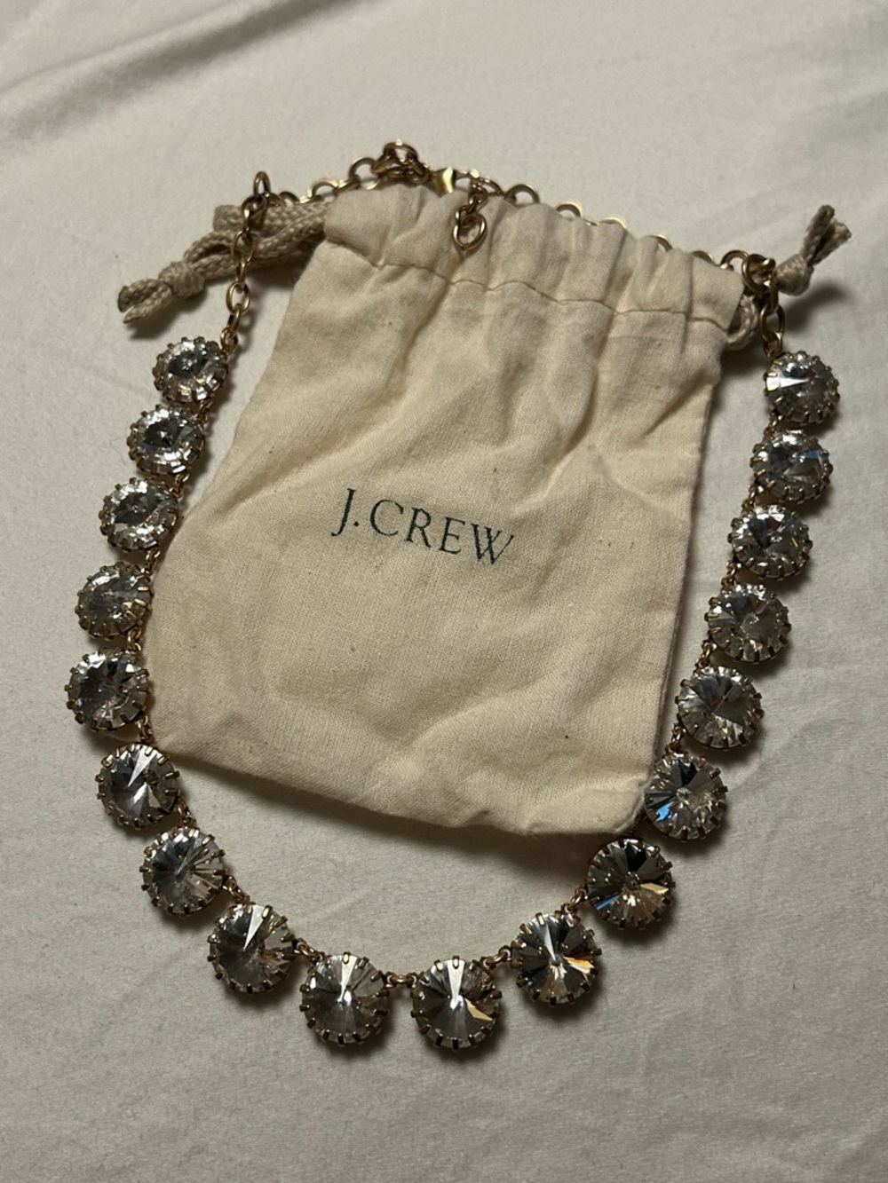 J. Crew Gold-Tone Necklace with Clear Crystal Drops